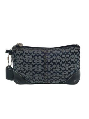 Coach Blue Signature C Monogram Canvas Mini Wristlet